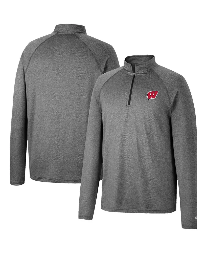 Men's Colosseum Heathered Gray Wisconsin Badgers Earth First Raglan Quarter-Zip Windshirt