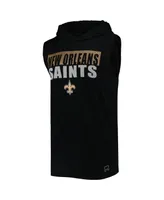 Men's Msx by Michael Strahan Black New Orleans Saints Relay Sleeveless Pullover Hoodie