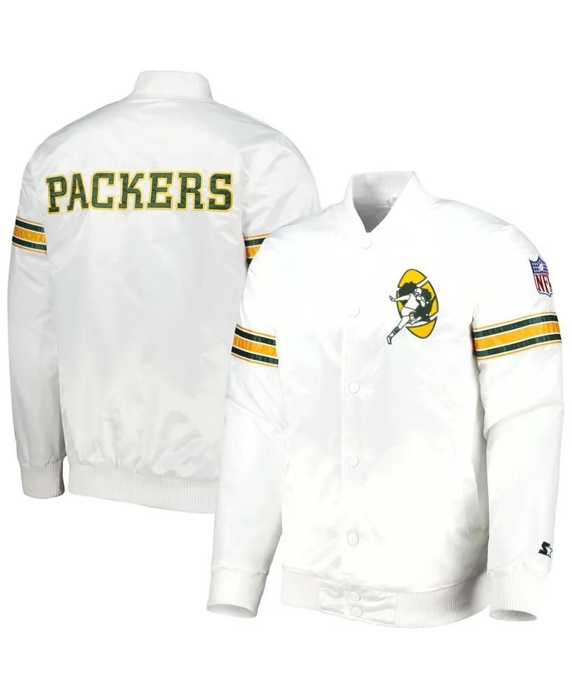 Men's Starter White Green Bay Packers The Power Forward Full-Snap Jacket