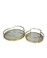 The Novogratz Gold Stainless Steel Metal Mirrored Tray, Set of 2