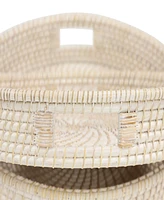 Rosemary Lane Light Rattan Tray with Slot Handles, Set of 2, 20", 16" W