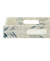 Rosemary Lane Mother of Pearl Tray with Checkerboard Pattern, Set of 3, 13", 14", 16" W