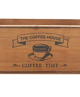 Rosemary Lane Wood Coffee Time Tray with Metal Handles, Set of 2, 18", 16" W