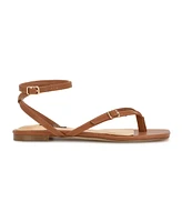 Nine West Women's Nelson Casual Ankle Wrap Flat Sandals - Cognac