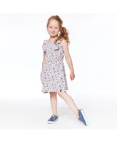 Girl Organic Cotton Printed Sleeveless Smocked Dress Oatmeal Mix Little Flowers - Child