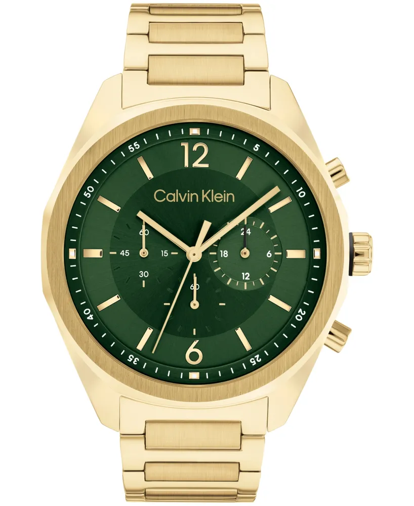 Calvin Klein Men's Multifunction Gold-Tone Stainless Steel Bracelet Watch 45mm