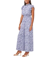 Msk Women's Flutter-Sleeve Smocked-Waist Jumpsuit
