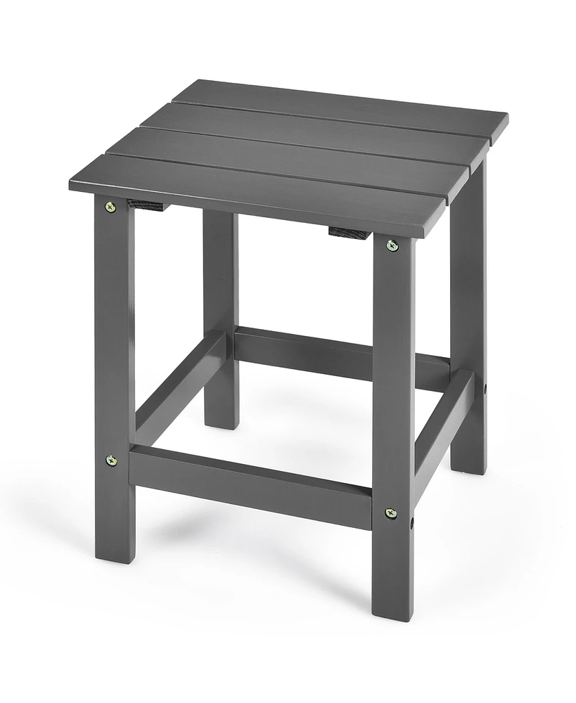 Patio 15" End Side Coffee Table Square Wooden Slat Garden