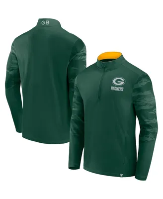Men's Fanatics Green, Gold Green Bay Packers Ringer Quarter-Zip Jacket