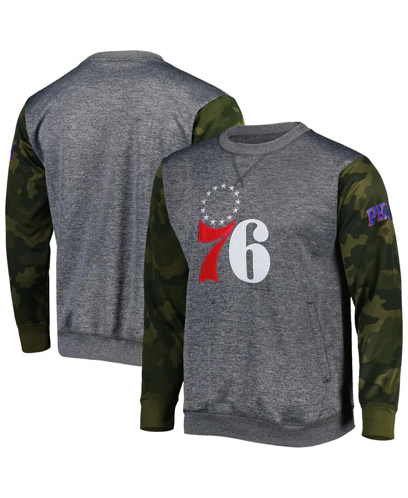 Men's Fanatics Heather Charcoal Philadelphia 76ers Camo Stitched Sweatshirt