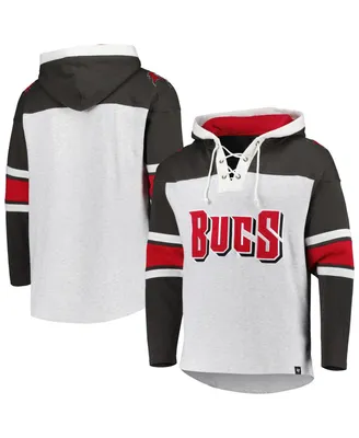 Men's '47 Brand Tampa Bay Buccaneers Heather Gray Gridiron Lace-Up Pullover Hoodie
