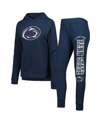 Women's Concepts Sport Heathered Navy Penn State Nittany Lions Long Sleeve Hoodie T-shirt and Pants Sleep Set