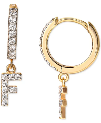 Giani Bernini Cubic Zirconia Initial Dangle Hoop Earrings in 18k Gold-Plated Sterling Silver, Created for Macy's