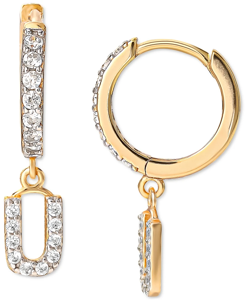 Giani Bernini Cubic Zirconia Initial Dangle Hoop Earrings in 18k Gold-Plated Sterling Silver, Created for Macy's