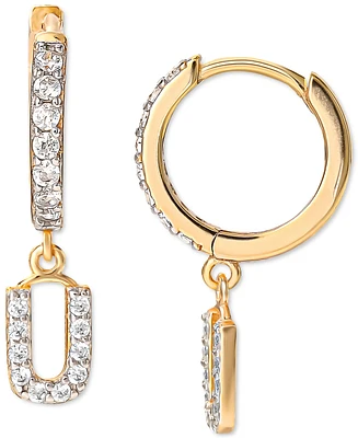 Giani Bernini Cubic Zirconia Initial Dangle Hoop Earrings in 18k Gold-Plated Sterling Silver, Created for Macy's