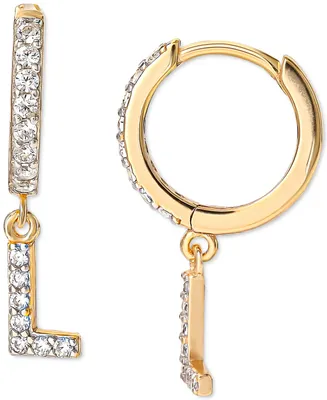 Giani Bernini Cubic Zirconia Initial Dangle Hoop Earrings in 18k Gold-Plated Sterling Silver, Created for Macy's