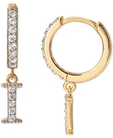 Giani Bernini Cubic Zirconia Initial Dangle Hoop Earrings in 18k Gold-Plated Sterling Silver, Created for Macy's