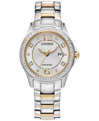 Citizen Eco-Drive Women's Crystal Two-Tone Stainless Steel Bracelet Watch 30mm - Two