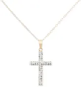 Crystal Pave Cross 18" Pendant Necklace in 10k Gold