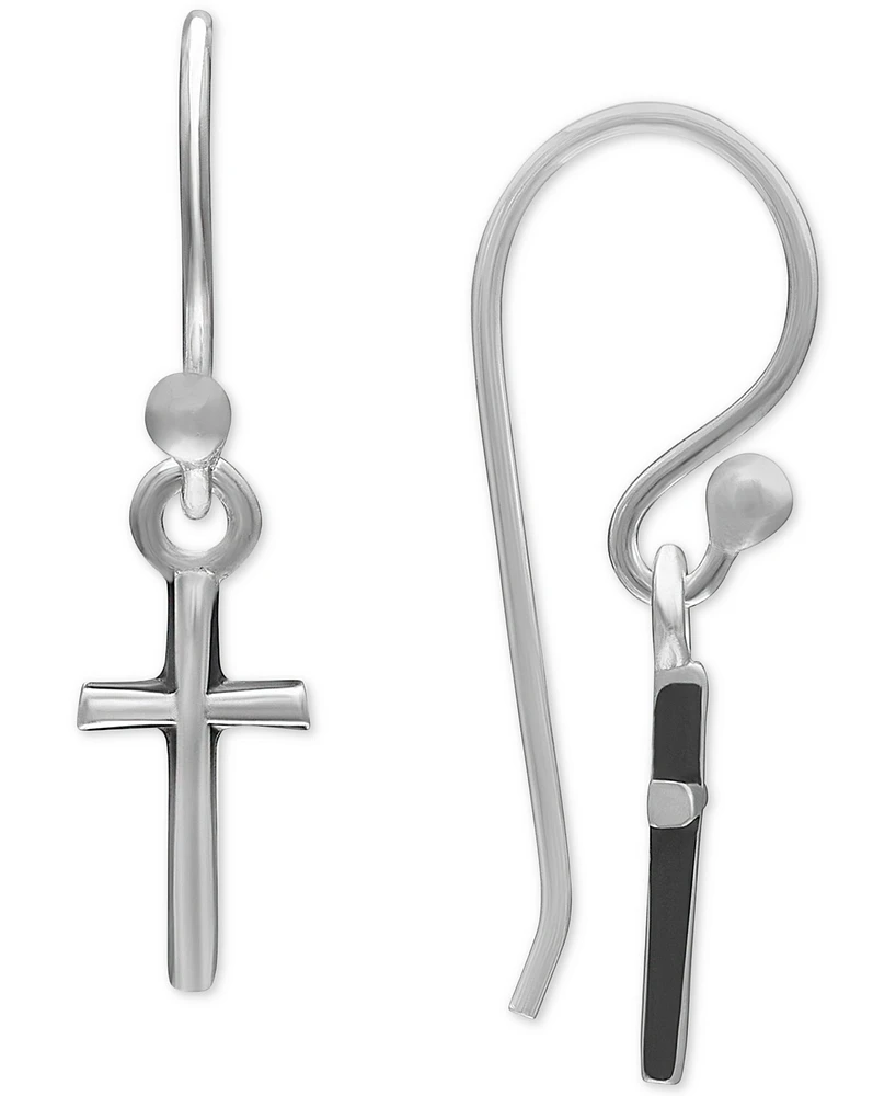 Polished Cross Drop Earrings in Sterling Silver, Created for Macy's