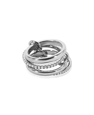 Oma The Label Stackable Roseline Ring in White Gold-Plated Brass