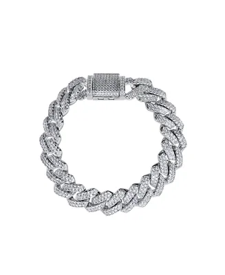 Oma The Label Frosty Link Collection 14mm Bracelet in White Gold- Plated Brass, 7"
