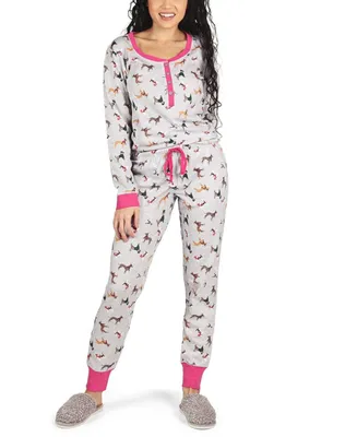 MeMoi Women's Dog Mania 2 Piece Pajama Set