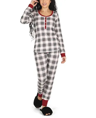 MeMoi Women's Plaid Matching Pajama 2 Piece Set