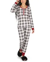 MeMoi Women's Plaid Matching Pajama 2 Piece Set