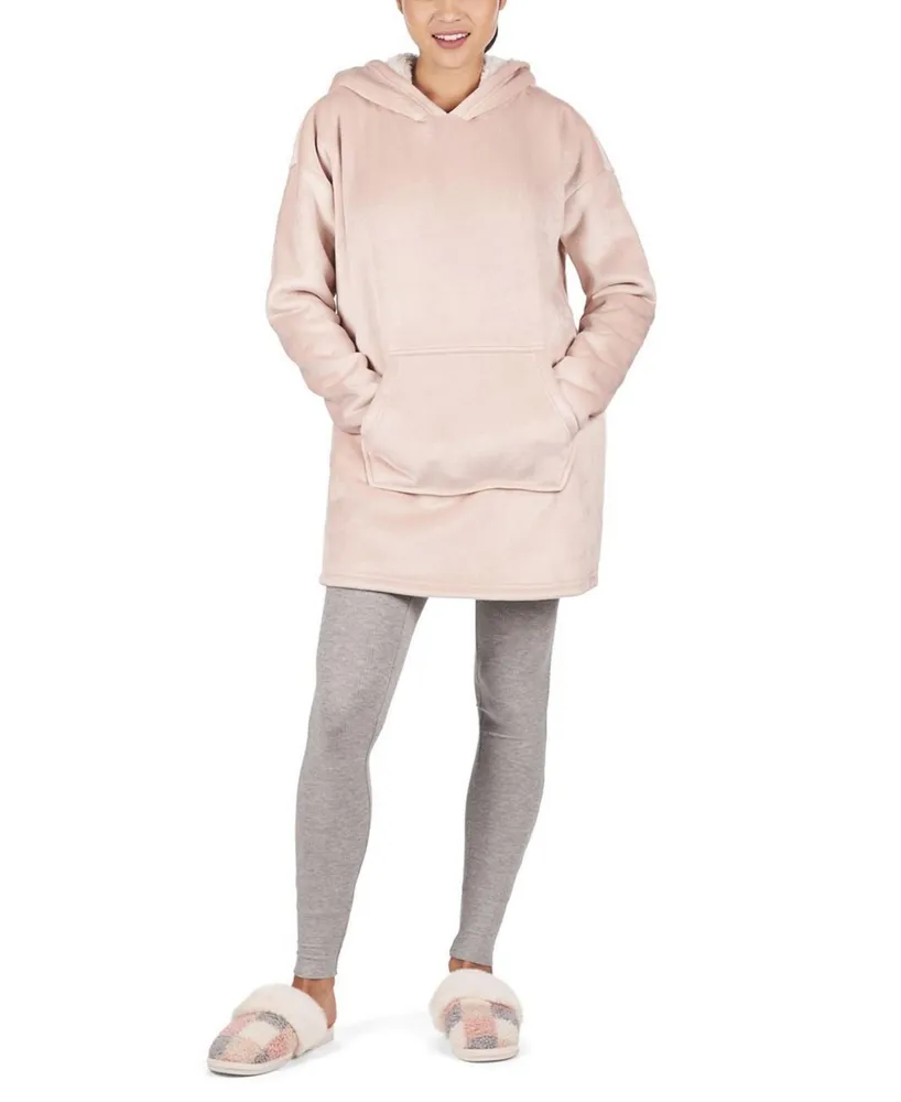 Ambrielle Womens Long Sleeve Hooded Pajama Top, Color: Light