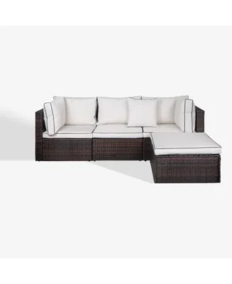WestinTrends 4-Piece Outdoor Patio Sofa Sectional Set with Ottoman