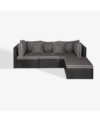 WestinTrends 4-Piece Outdoor Patio Sofa Sectional Set with Ottoman