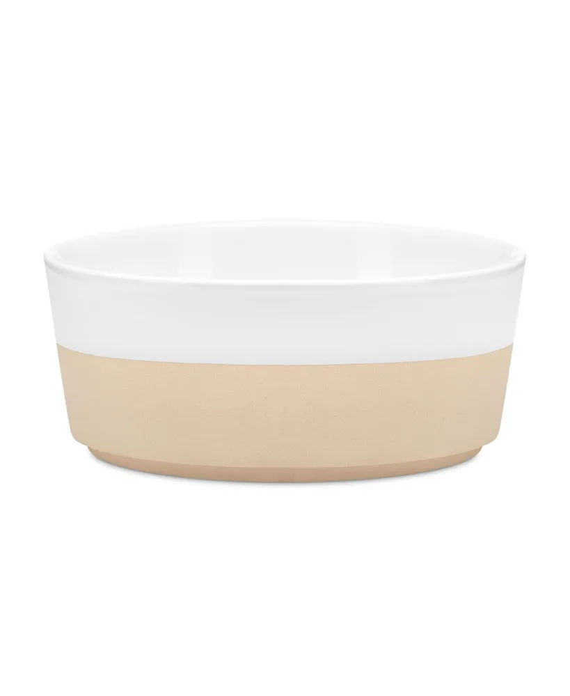 Waggo Textured Dipper Ceramic Dog Bowl - White