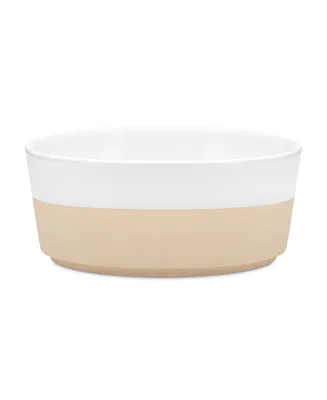 Waggo Textured Dipper Ceramic Dog Bowl - White