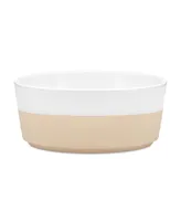 Waggo Textured Dipper Ceramic Dog Bowl - White