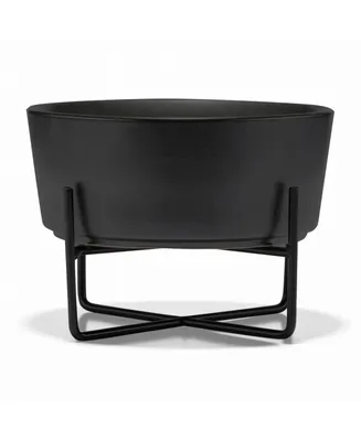 Dog Simple Solid Bowl and Stand - Matte Black - Large