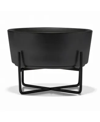 Waggo Dog Simple Solid Bowl and Stand - Matte Black - Large