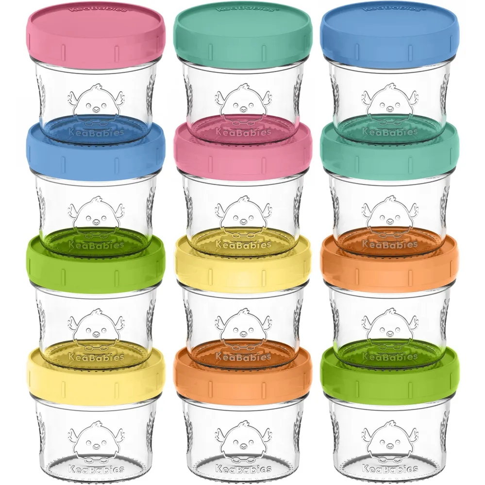 4oz Glass Baby Food Storage Jars, Food Grade Silicone Lids