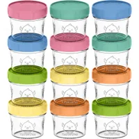 KeaBabies 12pk Prep Baby Food Storage Containers, 4 oz Leak-Proof, Bpa Free Glass Jars for Feeding