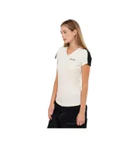 Bench Roxanna womens V-Neck t-shirt stone with black colorblocking