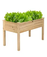 Costway Wooden Raised Vegetable Garden Bed Elevated Grow Vegetable Planter