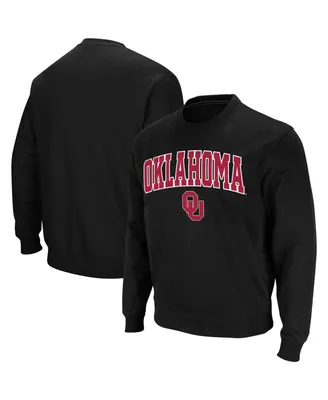 Men's Colosseum Black Oklahoma Sooners Arch and Logo Crew Neck Sweatshirt