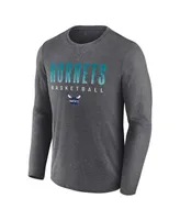 Men's Fanatics Heathered Charcoal Charlotte Hornets Where Legends Play Iconic Practice Long Sleeve T-shirt