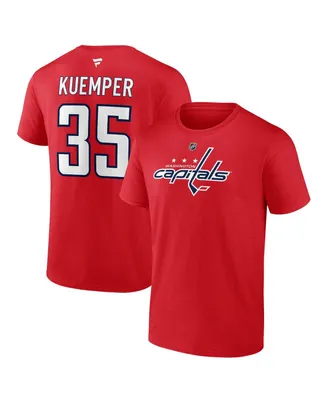 Men's Fanatics Darcy Kuemper Red Washington Capitals Authentic Stack Name and Number T-shirt