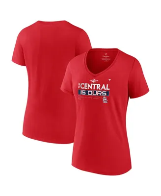 Women's Fanatics Red St. Louis Cardinals 2022 Nl Central Division Champions Locker Room V-Neck T-shirt