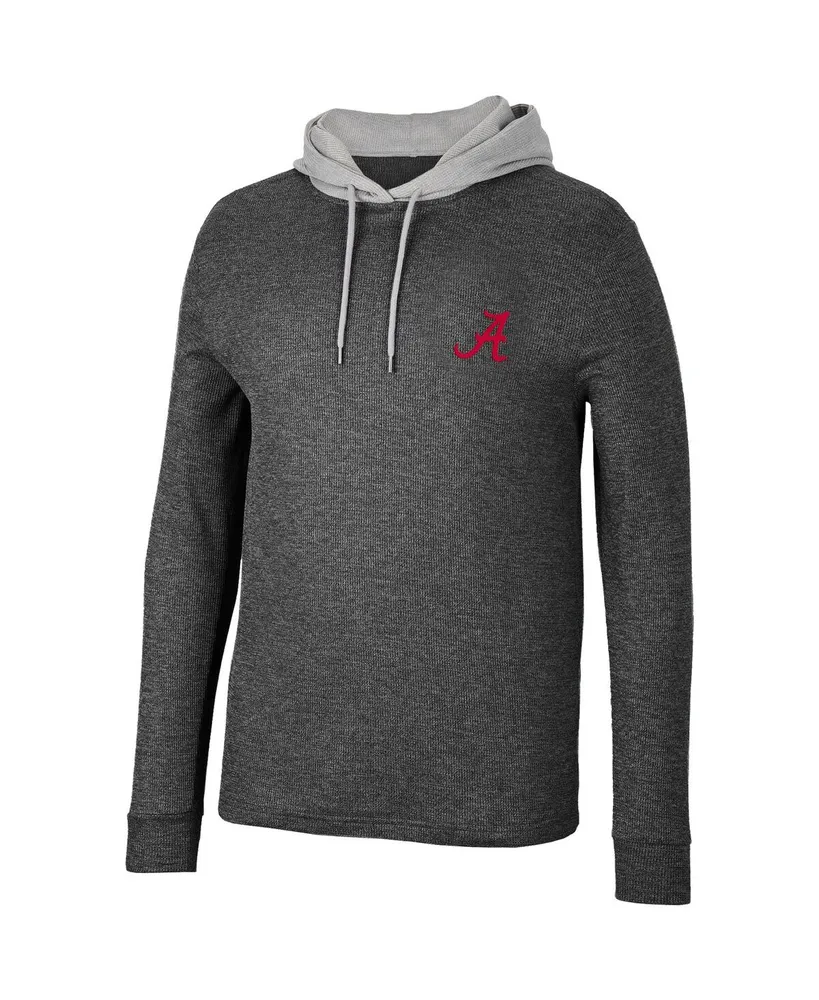 Men's Colosseum Black Alabama Crimson Tide Ballot Waffle-Knit Thermal Long Sleeve Hoodie T-shirt