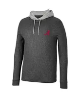 Men's Colosseum Black Alabama Crimson Tide Ballot Waffle-Knit Thermal Long Sleeve Hoodie T-shirt