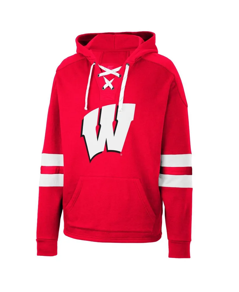 Men's Colosseum Red Wisconsin Badgers Lace-Up 4.0 Pullover Hoodie