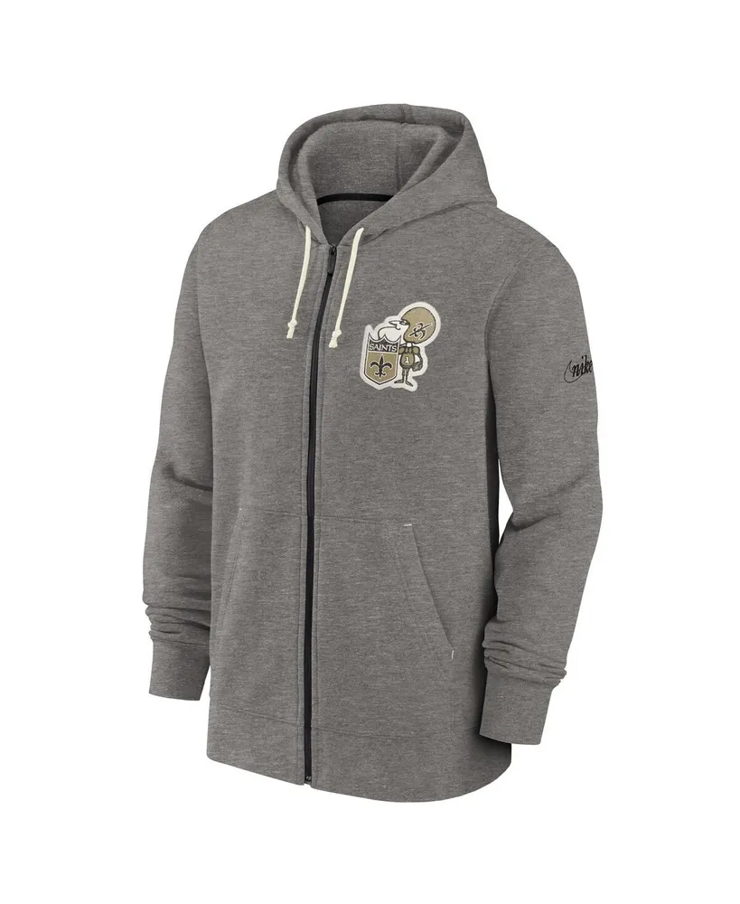 Men's Nike Heather Charcoal New Orleans Saints Historic Lifestyle Full-Zip Hoodie