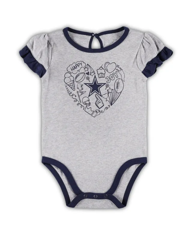 Newborn & Infant Dak Prescott Navy/Gray Dallas Cowboys Name & Number  Three-Pack Bodysuit Set